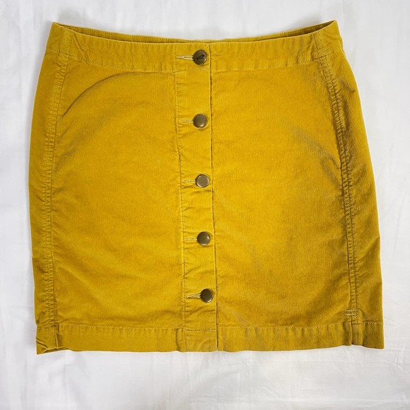 Toad&Co Dresses & Skirts - Toad&Co Corduroy Mini Skirt Button Front Cruiser Cord Mustard Yellow Size 2